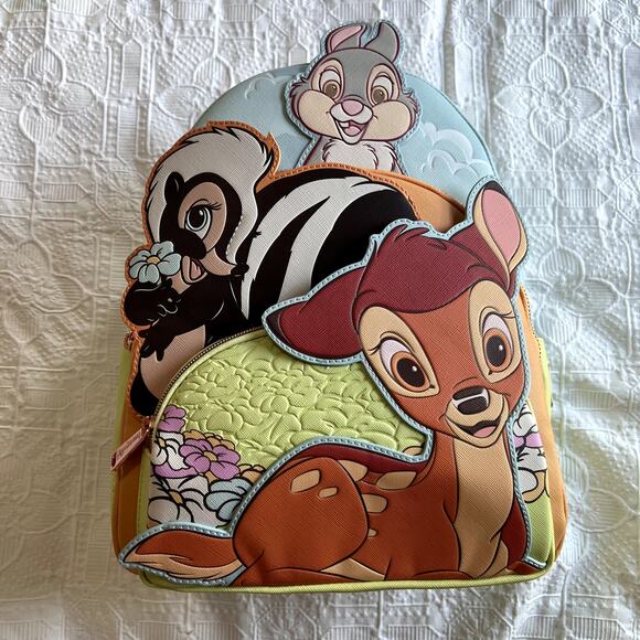 Loungefly Bambi & Friends Triple Pocket Mini Backpack - Picture 3 of 7